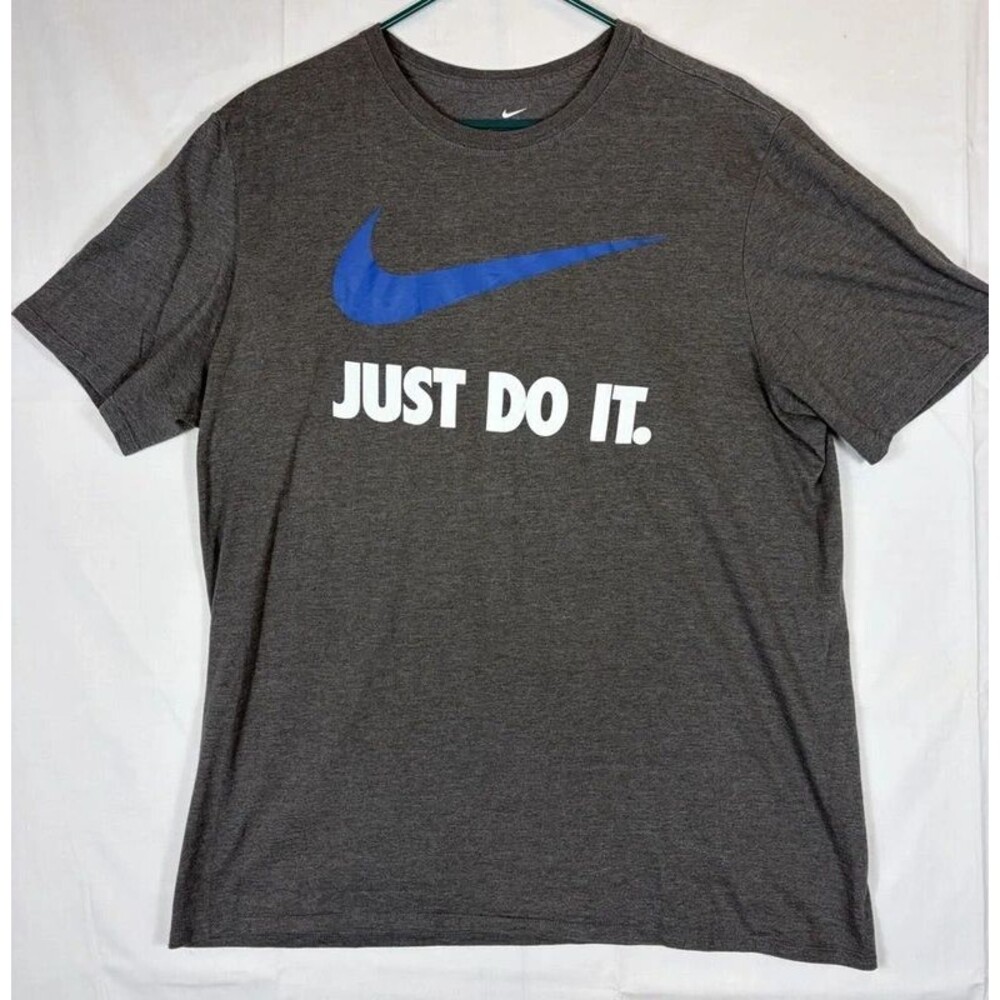 Nike T-Shirt S/S Swoosh Logo Just Do It Athletic Cut Grey Men’s XL